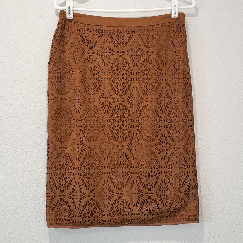 Carapace Suede Skirt Midi Brown Womens M